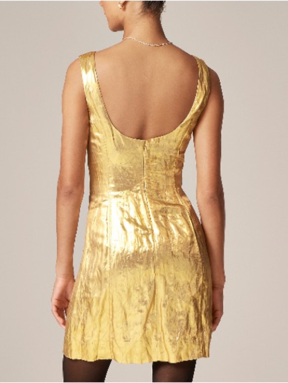 J.Crew Collection scoopback mini dress in crinkle lamé CP193 - Picture 5 of 13
